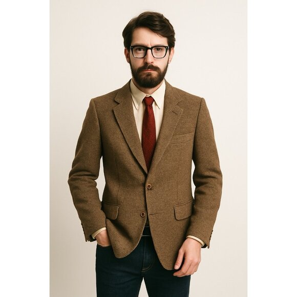 vintage 60s TWEED WOOL BLAZER jacket sport coat 36S - Picture 1 of 12